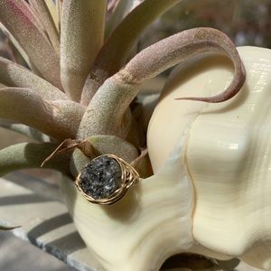 Gold and SS Graphite Druzy ring